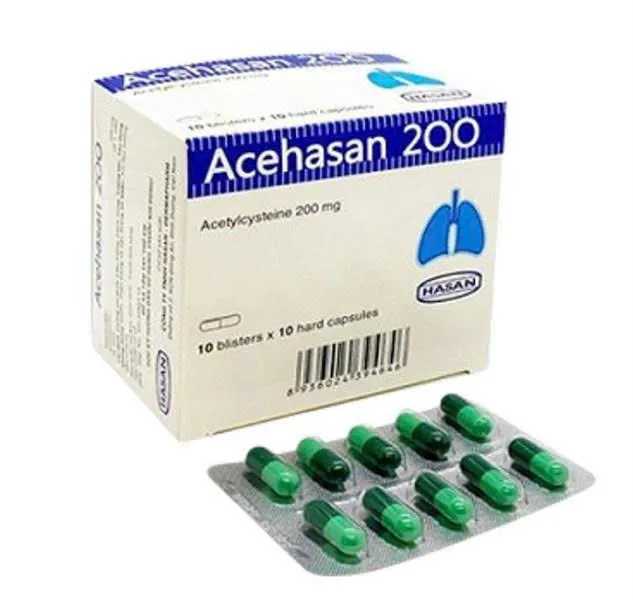 Acehasan 200mg Hasan - Thuốc làm loãng đờm dạng viên 100v hiệu quả cho bệnh phế quản phổi